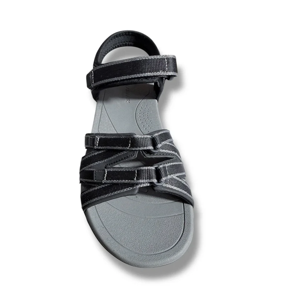 Dream Pairs Women Black Gray Adjustable Strap Outdoor Hiking Water Sandals Sz 8
